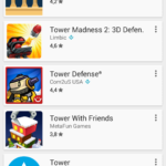 Google Play - seznam nalezených aplikací