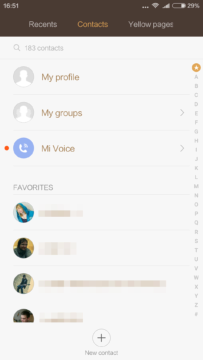 Xiaomi Mi4S – kontakty