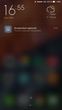 Xiaomi Mi4S – stažená roletka s notifikací