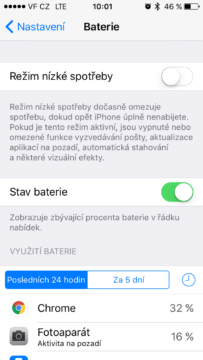 Apple iPhone SE – iOS 9, baterie 1