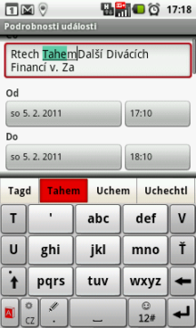 Klávesnice TouchPal na Vodafone 945 (2011)