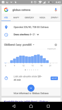 Aplikace Google: informace o nákupním středisku