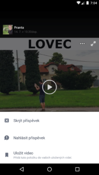 aplikace Facebook – ukládání videí (1)