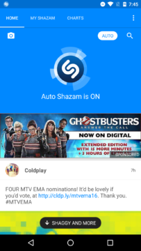 Spuštění aplikace Shazam