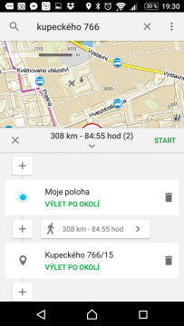 Mapy.cz Nastavení trasy