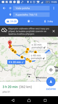 Mapy Google Nabídka navržených tras