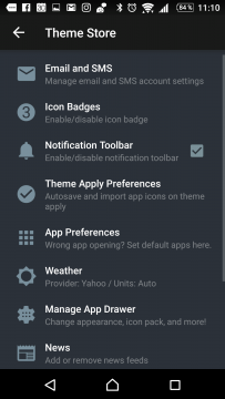 Možnosti nastavení aplikace Themer