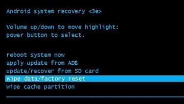 wipe data/factory reset
