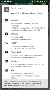 Požadavky na Android oprávnění před instalací