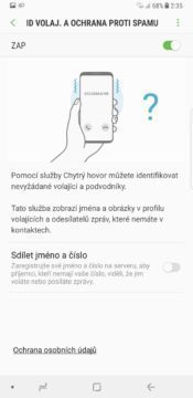 Samsung Galaxy Note 8 ochrana volajici