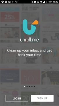 Unroll.me - úvodní obrazovka