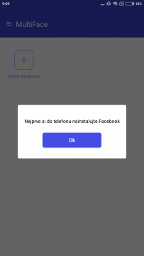 MultiFace - Vyžaduje oficiální aplikaci Facebook