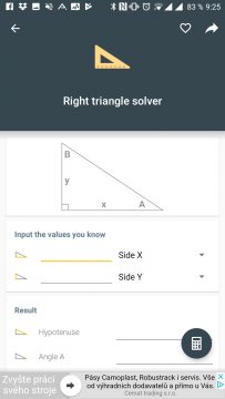 Výpočet pravoúhlého trojúhelníku