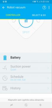 baterie aplikace samsung smarthome powerbot vr9300
