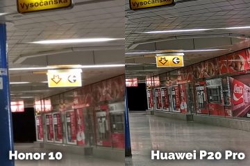 Honor 10 vs Huawei P20 Pro metro vstup detail foto
