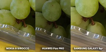 Nejlepší fotomobil Nokia 8 Sirocco vs Huawei P20 Pro vs Samsung Galaxy S9 Plus - hrozny, banan