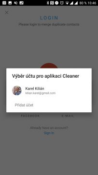 Aplikace Cleaner Přístup k účtu Google