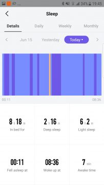 Měření spánku Xiaomi Amazfit 2