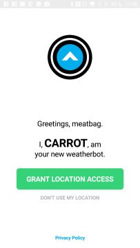 Spuštění aplikace CARROT Weather
