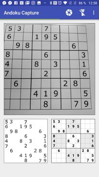 Sudoku bylo rozpoznáno Andoku Capture
