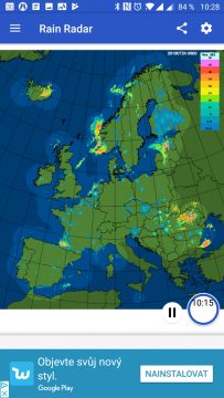 Pohled na situaci v Evropě Rain Radar