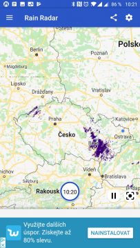Rain Radar Situace nad Českem
