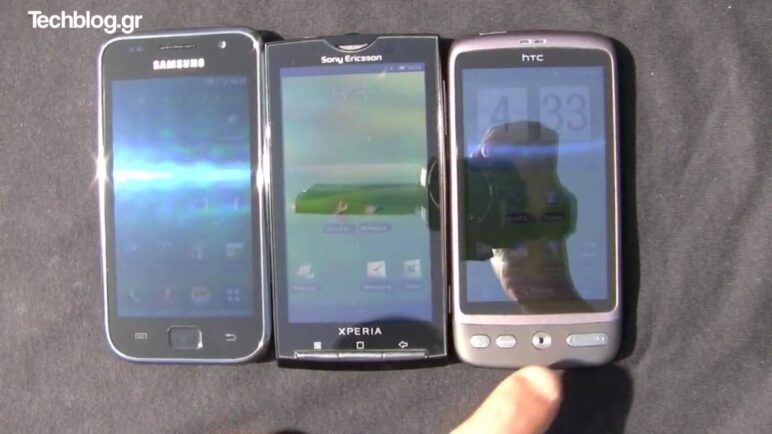 Galaxy S vs X10 vs Desire in direct sunlight